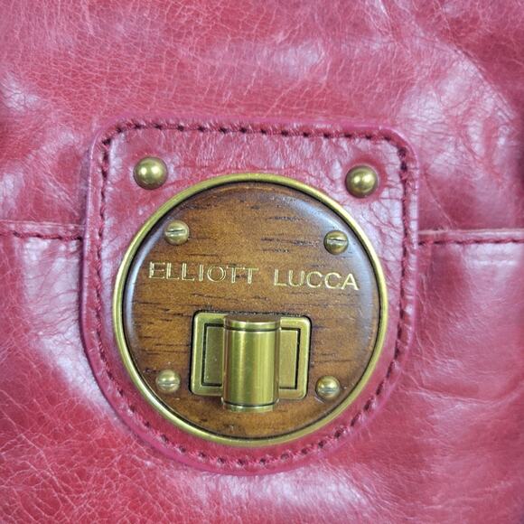 Elliot Lucca Satchel handbag purse Red leather - Picture 4 of 10